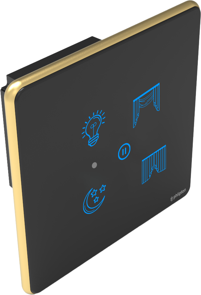 [PN-ZGP-2M (2+0+1+0U) BG] SR28. Luxeray 2 Switch + 1 Curtain - 2M (2+0+1+0U) (ZIGBEE, Black, Gold)