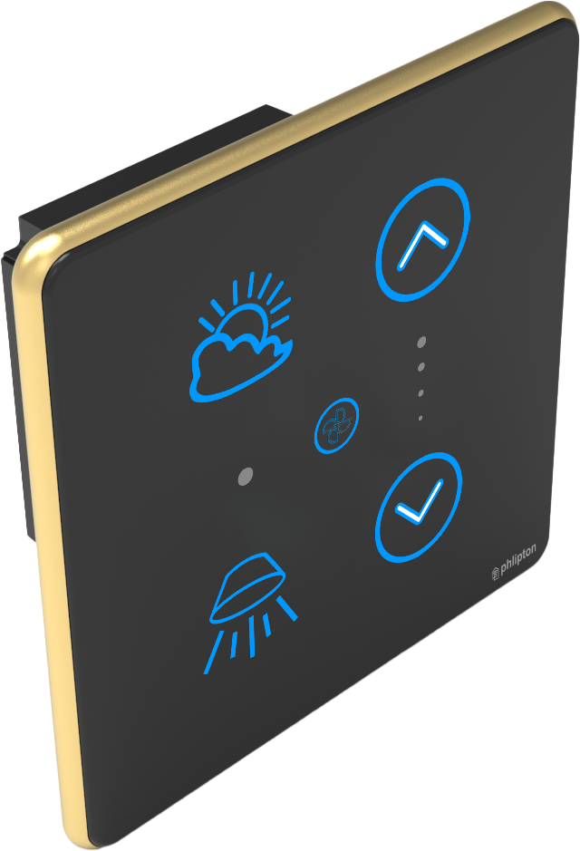 [PN-ZGP-2M  (2+1+0+0U) BG] SR30. Luxeray 2 Switch + 1 FAN - 2M (2+1+0+0U) (ZIGBEE, Black, Gold)