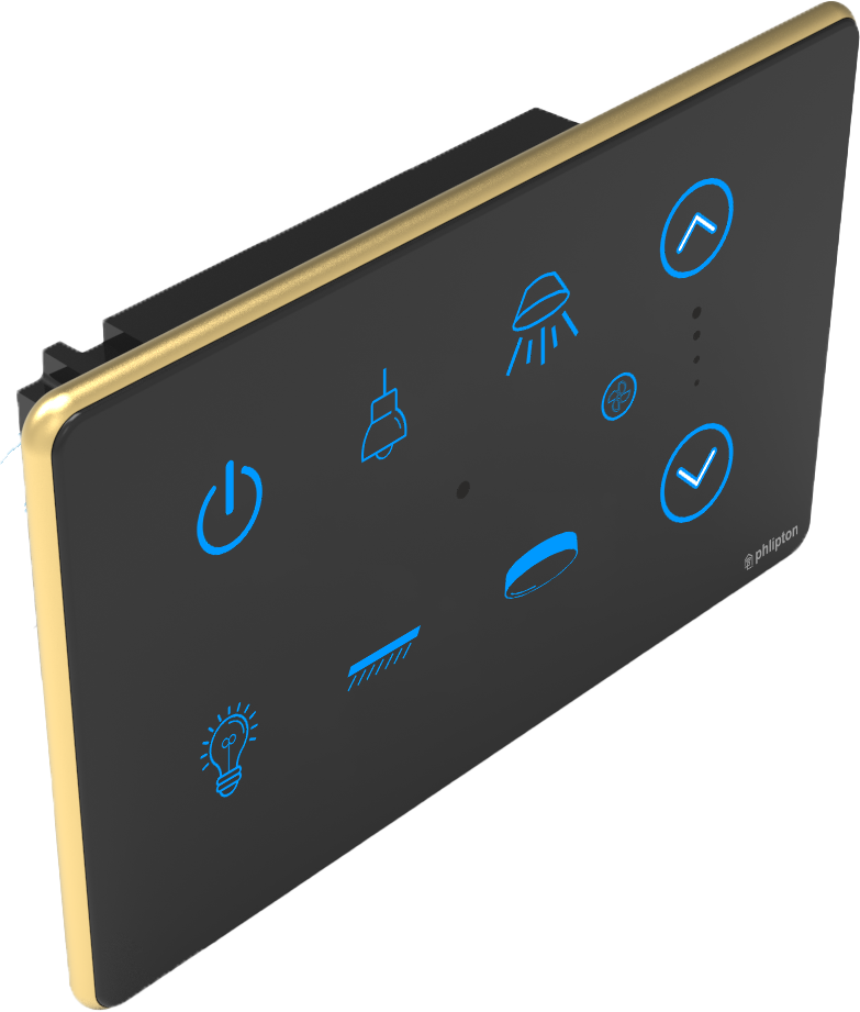 [PN-ZGP-4M  (6+1+0+0U) BG] SR35. Luxeray 6 Switch + 1 Fan - 4M (6+1+0+0U) (ZIGBEE, Black, Gold)