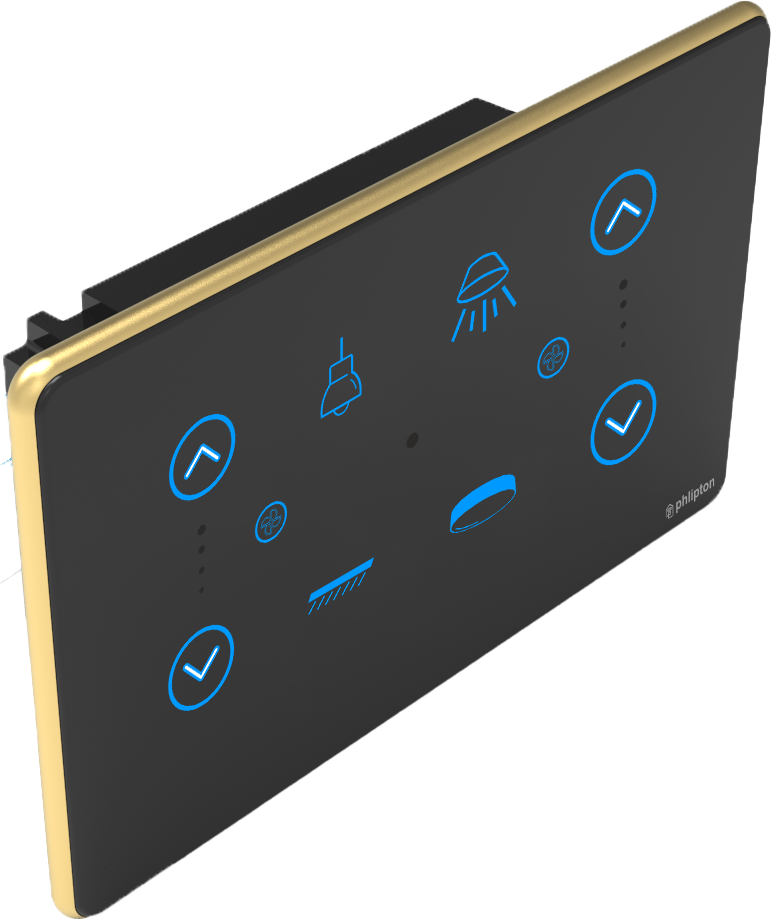 [PN-ZGP-4M  (4+2+0+0U) BG] SR38. Luxeray 4 Switch + 2  Fan - 4M (4+2+0+0U)  (ZIGBEE, Black, Gold)
