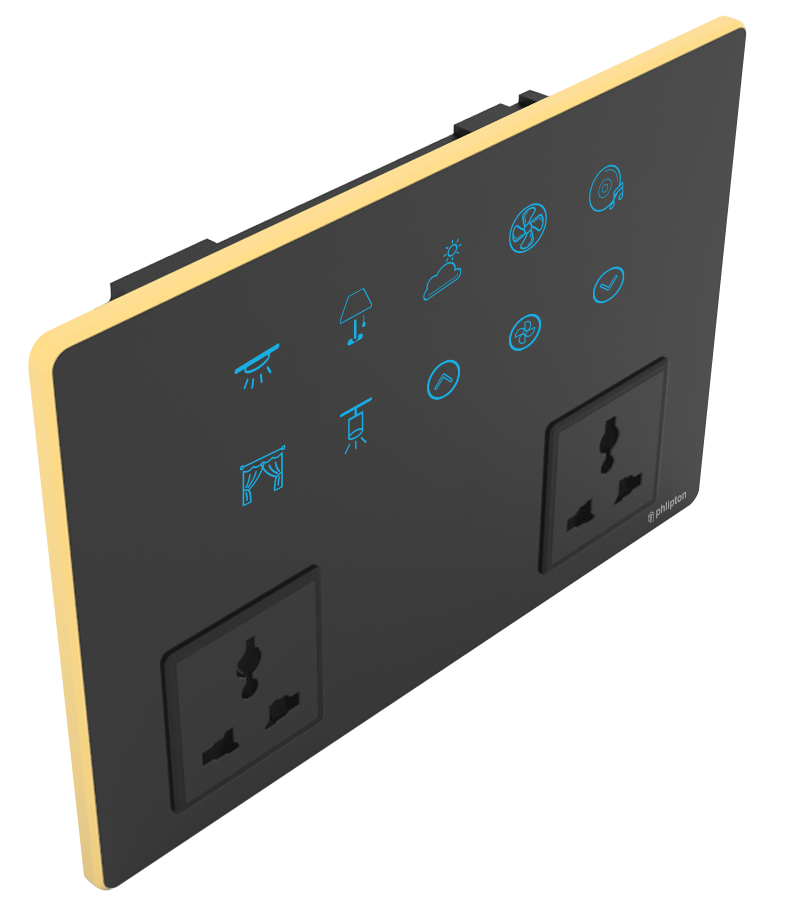 SR21. Luxeray ZigBee 7 Switch (Toggle/Scene/2-Way/Dimmer) +1 Fan+ 2 Socket Glass Panel Touch Switch- 12M (7+1+0+3)