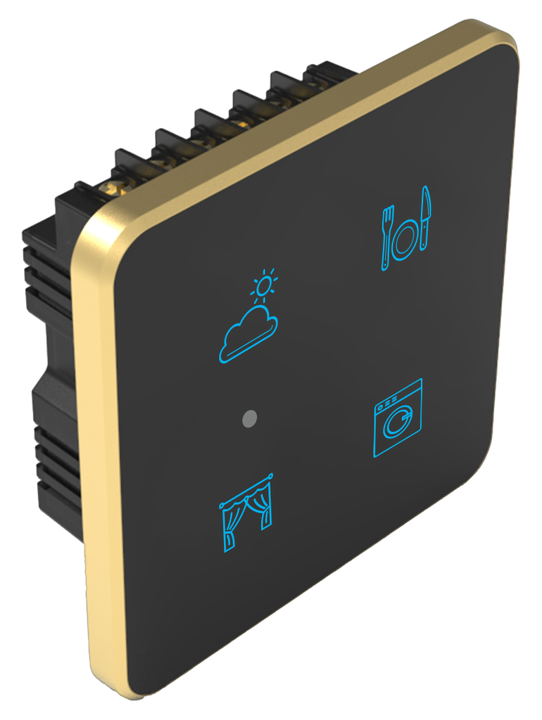 SR1. Luxeray ZigBee 4 Switch (Toggle/Scene/2-Way/Dimmer) 2.5D Glass Panel Touch Switch with Curved Bezel - 2M (4+0+0+0U) 