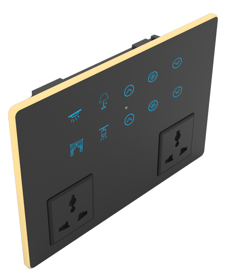 SR22. Luxeray ZigBee 4 Switch (Toggle/Scene/2-Way/Dimmer) + 2 Fan + 2 Socket Glass Panel Touch Switch- 12M (4+2+0+2)