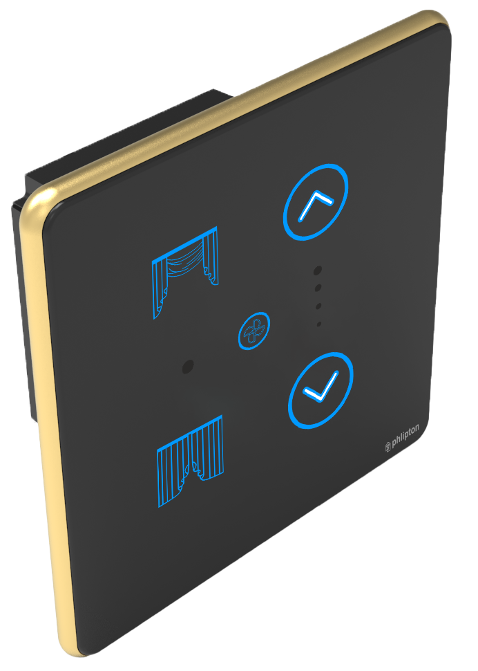 [PN-ZGP-2M (0+1+1+0U) BG]  SR31. Luxeray 1 Curtain + 1  FAN- 2M (0+1+1+0U) (ZIGBEE, Black, Gold)