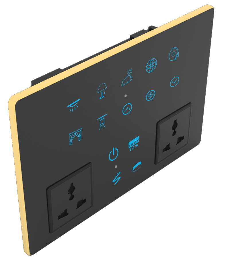 SR25. Luxeray ZigBee 11 Switch (Toggle/Scene/2-Way/Dimmer) + 1 Fan + 2 Socket Glass Panel Touch Switch- 12M (11+1+0+2)