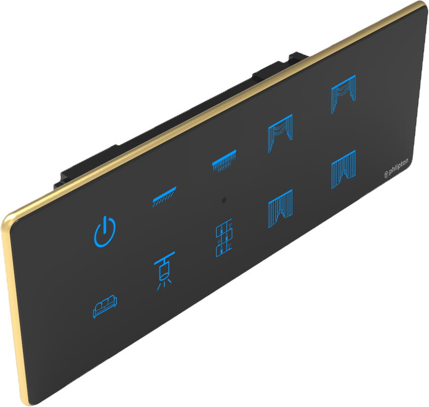 [PN-ZGP-6/8M (6+0+2+0) BG] SR48. Luxeray 6 Switch+ 2  Curtain - 6/8M (6+0+2+0) (ZIGBEE, Black, Gold)