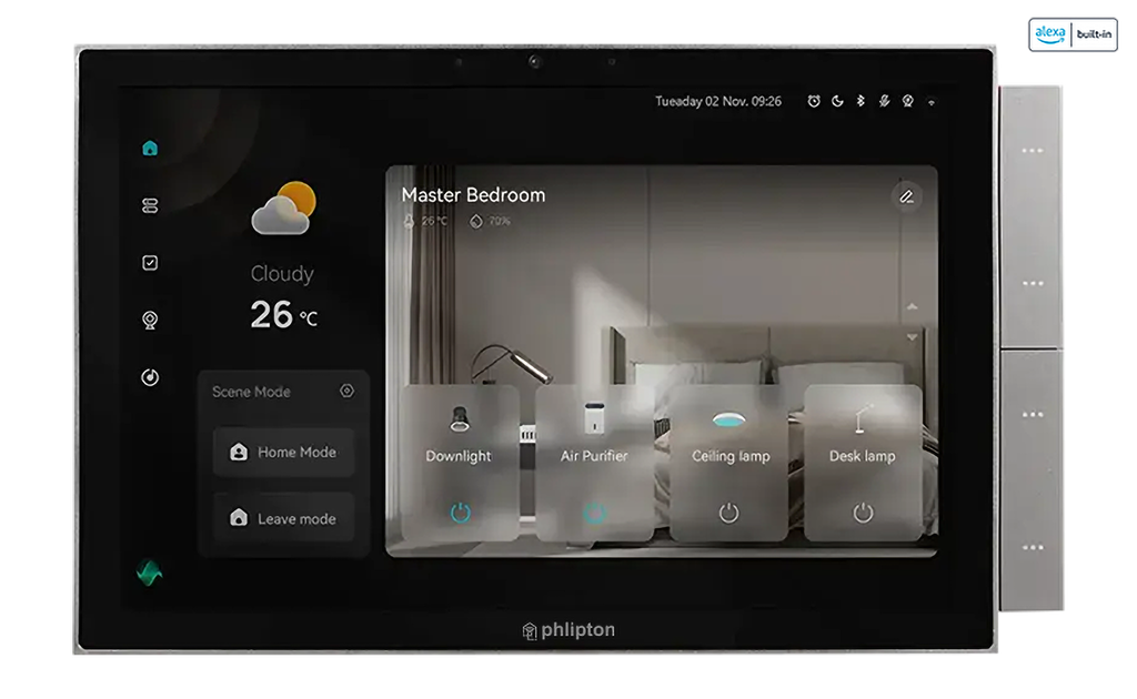 SR138. Phlipton Multi-functional Touch Screen Panel In build ZigBee + Sigmesh Multimode Gateway For Central Control 10 Inch With VDP Video calling support With Alexa
Inbuilt certified
