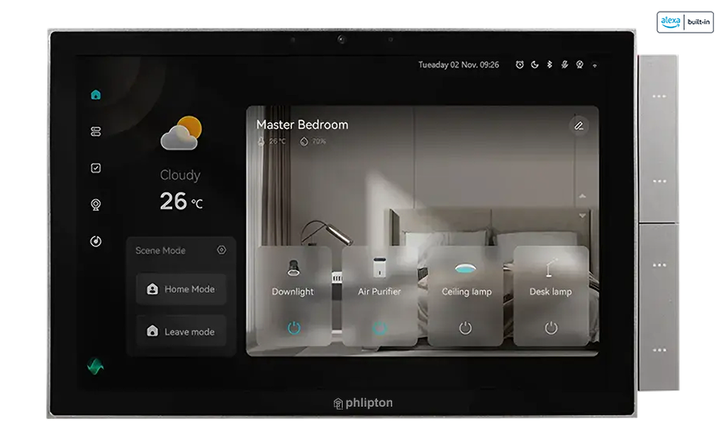 SR61. Phlipton Multi-functional Indian 2M standard Touch Screen Panel In build ZigBee + Sigmesh Multimode Gateway For Central Control 10 Inch With VDP Video calling support With Alexa Inbuilt certified (Lead Time 20 to 30 days after advance order)