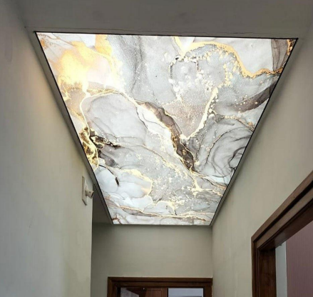 SR184. Zigbee Printed Straight Febric Strech Ceiling Material - CCT tunable Dimmable (Imported Waterproof Febric + Metal Profile For Febric fitting + Led strip + Zigbee Controller + Power Supply) Per Sq Feet rate