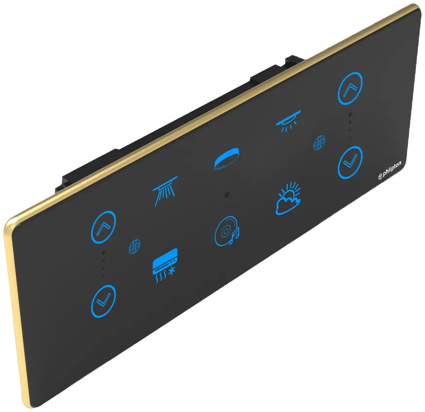 [PN-ZGP-6/8M (6+2+0+0) BG] SR52. NEW Luxeray 6 Switch+ 2  Fan - 6/8M (6+2+0+0) (ZIGBEE, Black, Gold)