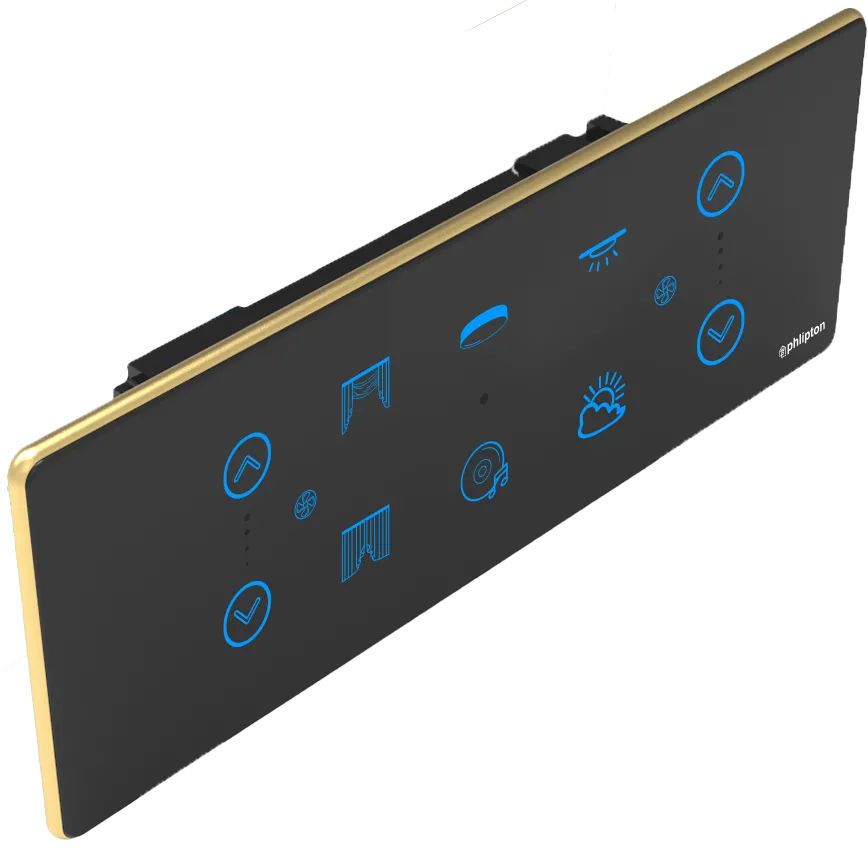 [PN-ZGP-6/8M (4+2+1+0) BG] SR53. NEW Luxeray 4 Switch+ 2  Fan + 1 Curtain - 6/8M (4+2+1+0) (ZIGBEE, Black, Gold)