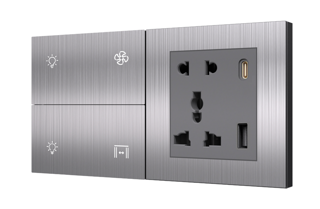 SR4. TITAN ZigBee 4 Switch + 5 Pin Socket + USB Type A & C 18W Fast charging (4L / 1L+1F) : 4M (4S+SK) 