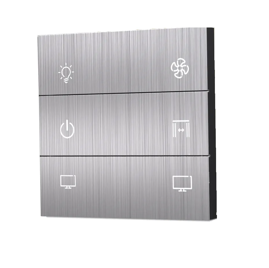 [PN-TN-2M (6S) AL] SR3. TITAN ZigBee 6 Switch Panel (4L+6S) 2M Horizontal Only  (Brushed Aluminium)