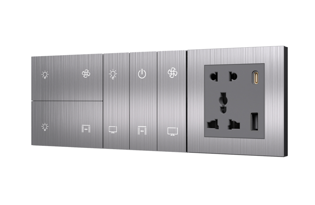 [PN-TN-6/8M (4S+6S+SK) AL] SR13. TITAN ZigBee 10 Switch (10L / 7L+1F) : 6/8M (4S+6S+SK) (Brushed Aluminium)