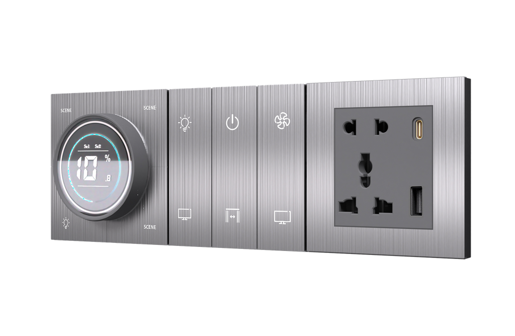SR16. TITAN ZigBee Knob For 4 Zone Zigbee Lighting Brightness & Color Control + 6 Switch (10L / 7L+1F) : 6/8M (K+6S+SK)