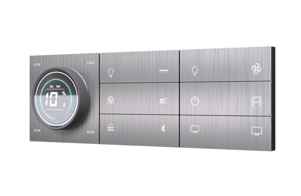 SR23. TITAN ZigBee Knob For 4 Zone Zigbee Lighting Brightness & Color Control + 12 Switch (10L+2SC / 7L+1F+2SC) : 6/8M (K+6S+6S)