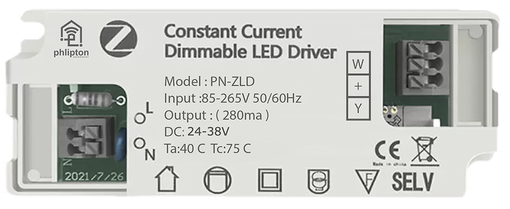 SR136. 8–12W LPF Driver (ZigBee / 1% Dim + CCT) (DC:280mA / 24-38V)