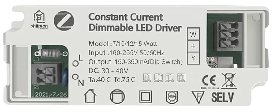 SR69. 7W-15W Low Voltage Dip Switch Zigbee dimmable & CCT changing Led Downlight & Cob Driver (DC: 160mA-350mA / 30-40V) (Suitable for Existing CCT Lights)