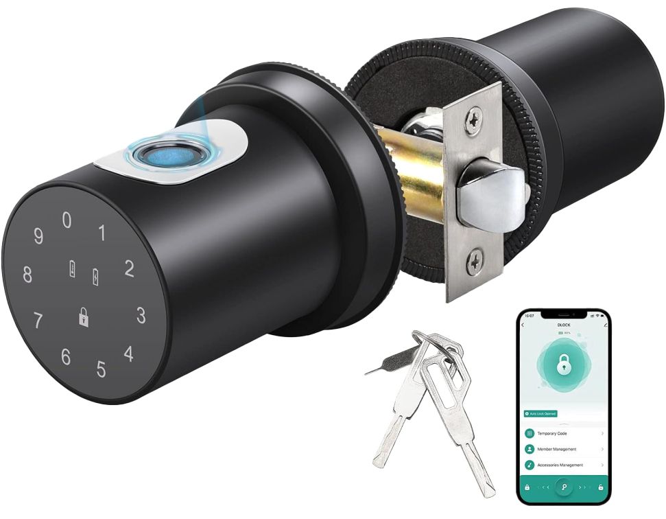 SR192. Series B1 Smart Biometric Door Lock With Finger print + RFid + passcode + mechanical key (Suitable of Internal Doors Like Bedroom & Washroom)