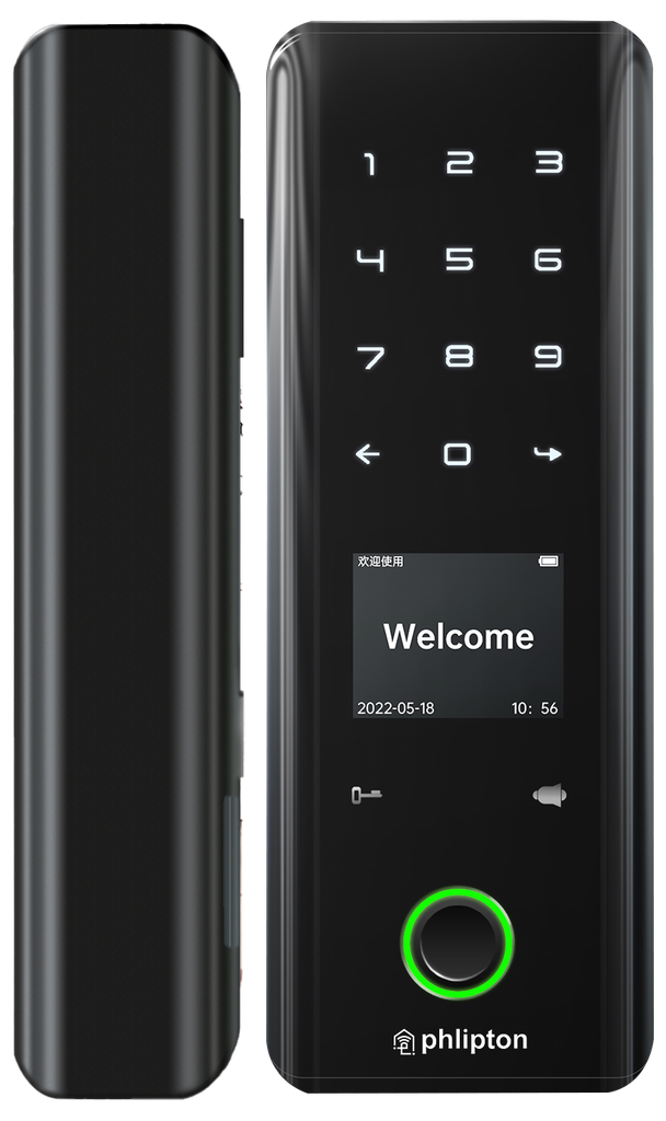 SR213. Series B2 Smart Biometric Door Lock With Finger print + RFid + passcode + mechanical key (Slim Deadbold Lock For Slim Double Door gaps or Internal doors) 