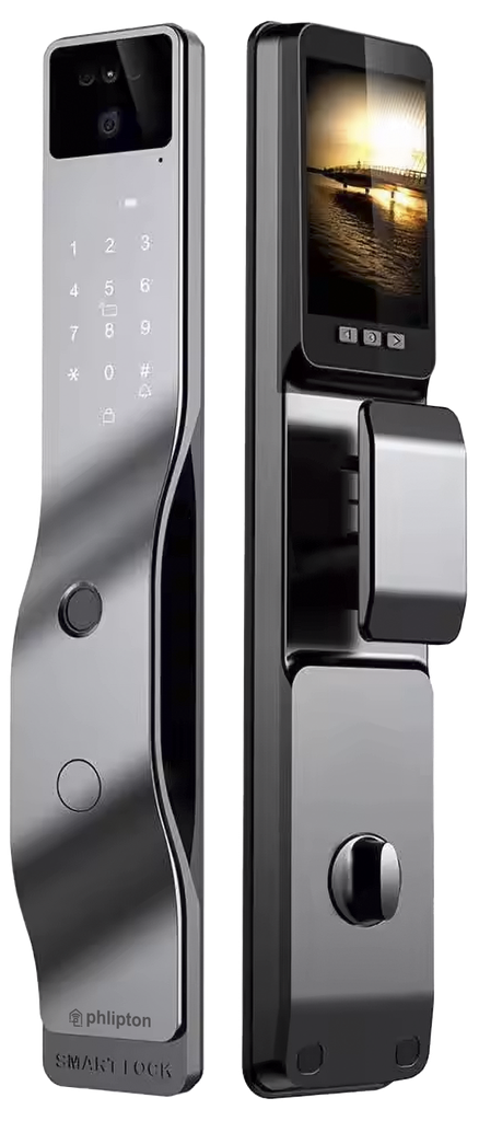 SR125. Series 4 WiFi Smart Door Lock With Camera And screen with remote image on app With App Support + Finger print + RFid + passcode + mechanical key + OTP