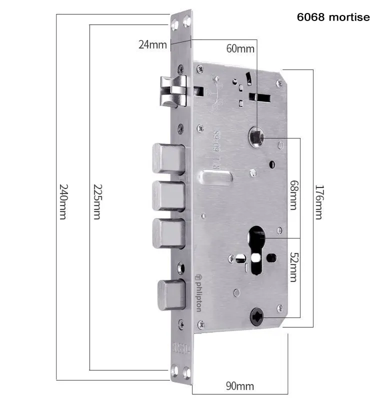 SR213. Smart Lock Full Stainless Mortise Door Lock Lock Body 6068 Size SS304