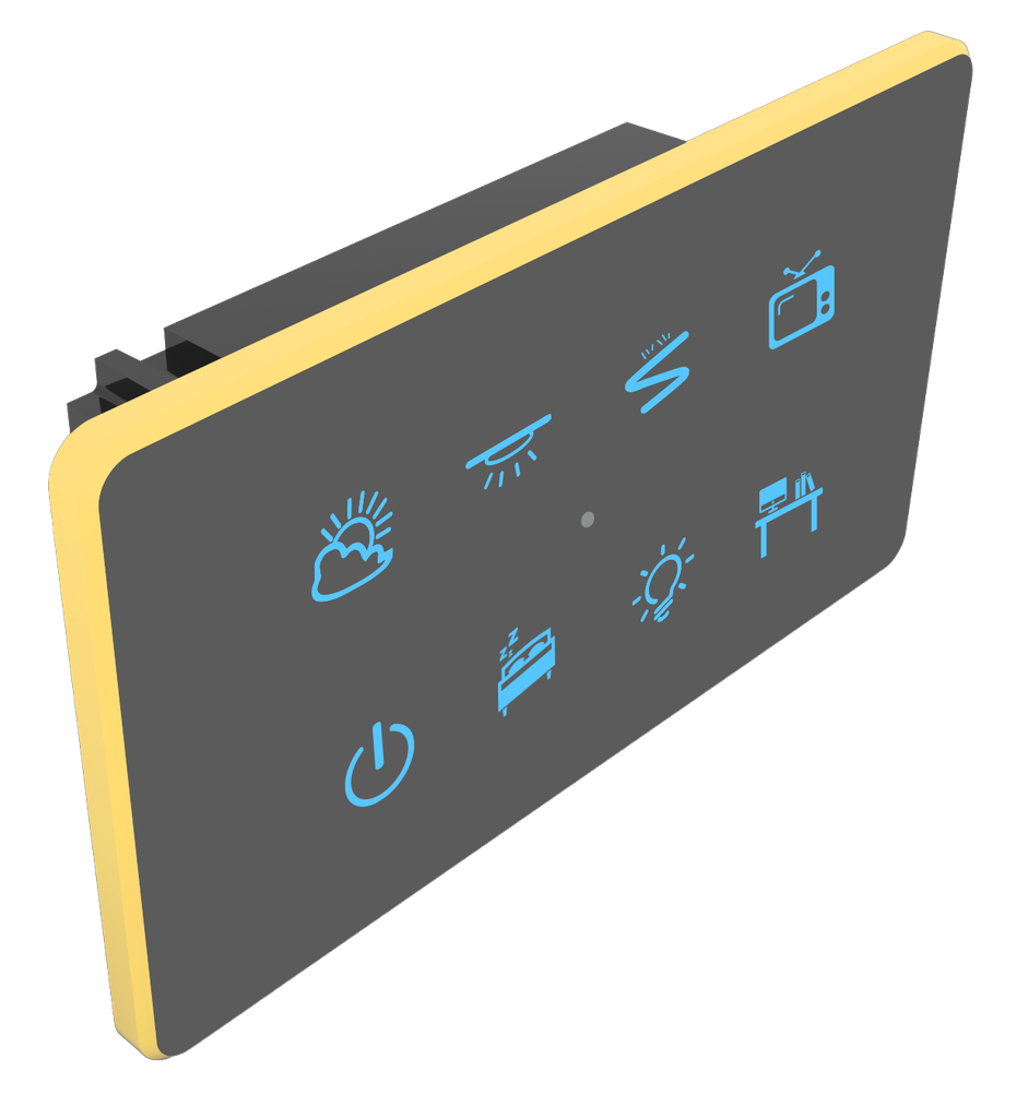 SR4. Luxeray ZigBee 8 Switch (Toggle/Scene/2-Way/Dimmer) 2.5D Glass Panel Touch Switch with Curved Bezel - 4M (8+0+0+0U)