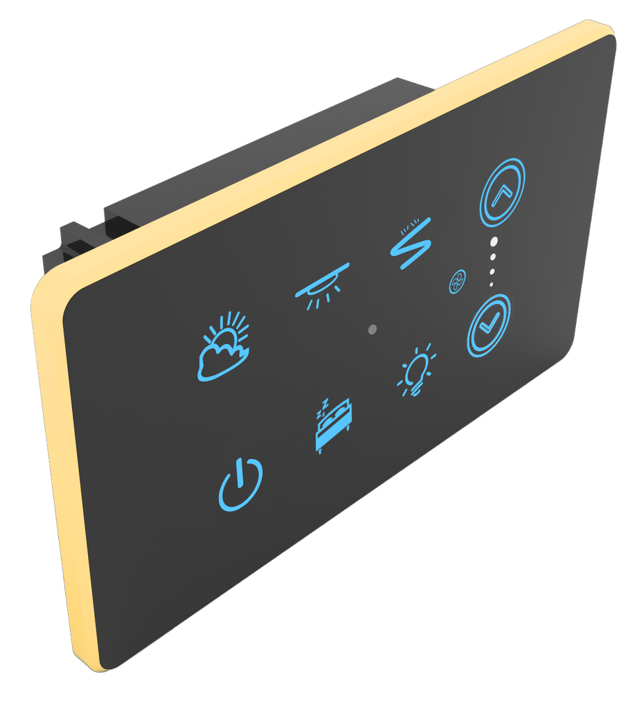 SR6. Luxeray ZigBee 6 Switch + 1 Fan (Toggle/Scene/2-Way/Dimmer) 2.5D Glass Panel Touch Switch with Curved Bezel - 4M (6+1+0+0U)