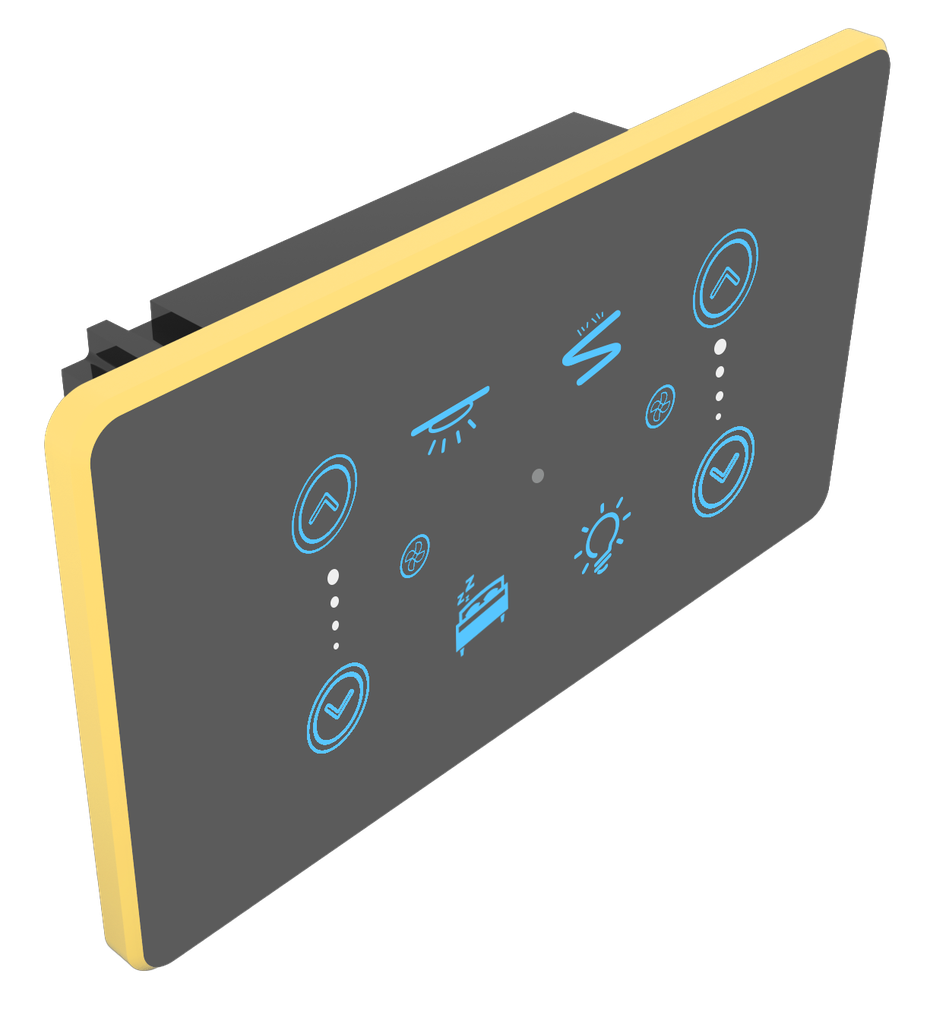 SR7. Luxeray ZigBee 4 Switch + 2 Fan (Toggle/Scene/2-Way/Dimmer) 2.5D Glass Panel Touch Switch with Curved Bezel- 4M (4+2+0+0U)